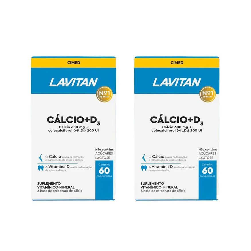 Cimed Kit 2 Lavitan Cálcio 600mg 200UI Vit D3 - 60 Comprimidos