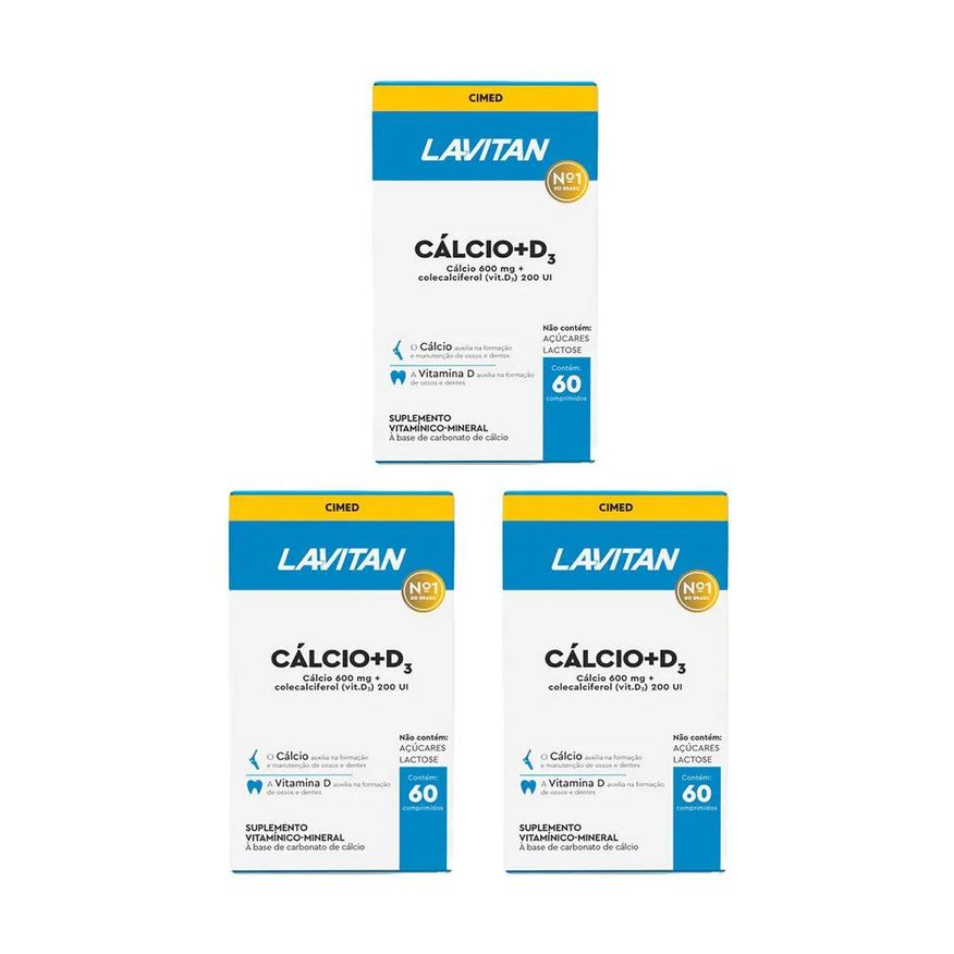 Cimed Kit 3 Lavitan Cálcio 600mg 200UI Vit D3 - 60 Comprimidos