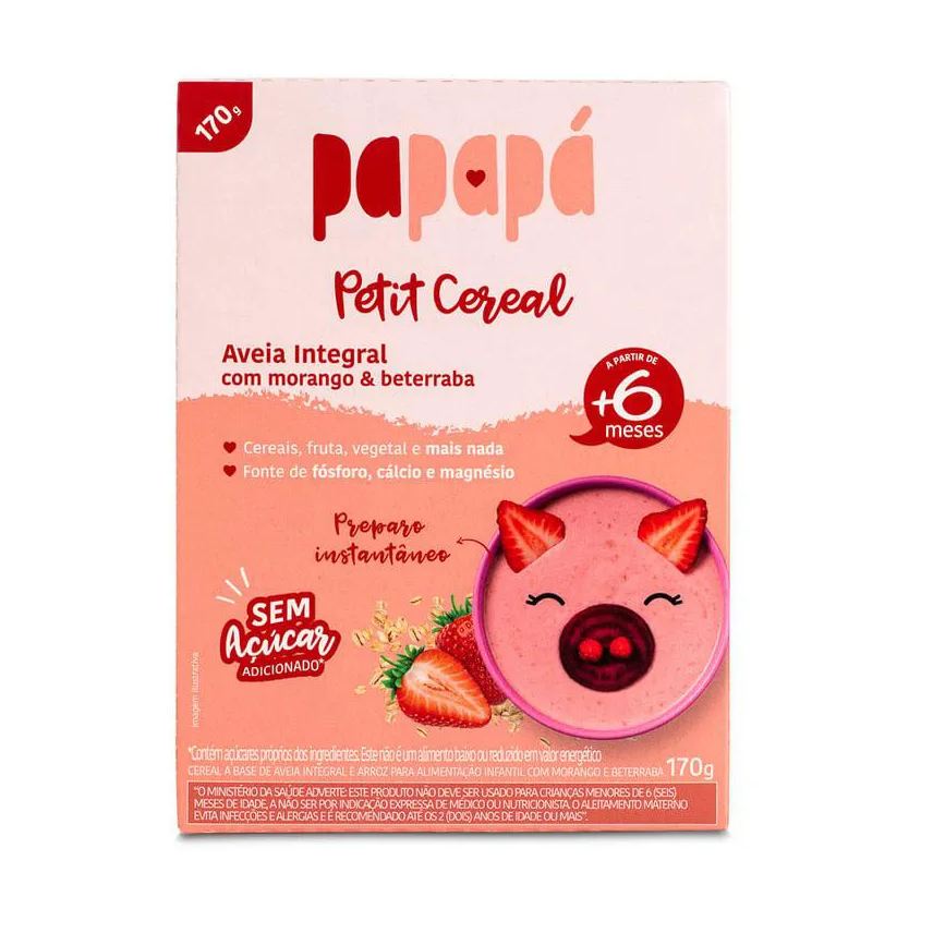 Papapá Cereal Infantil Aveia Morango Beterraba 170g