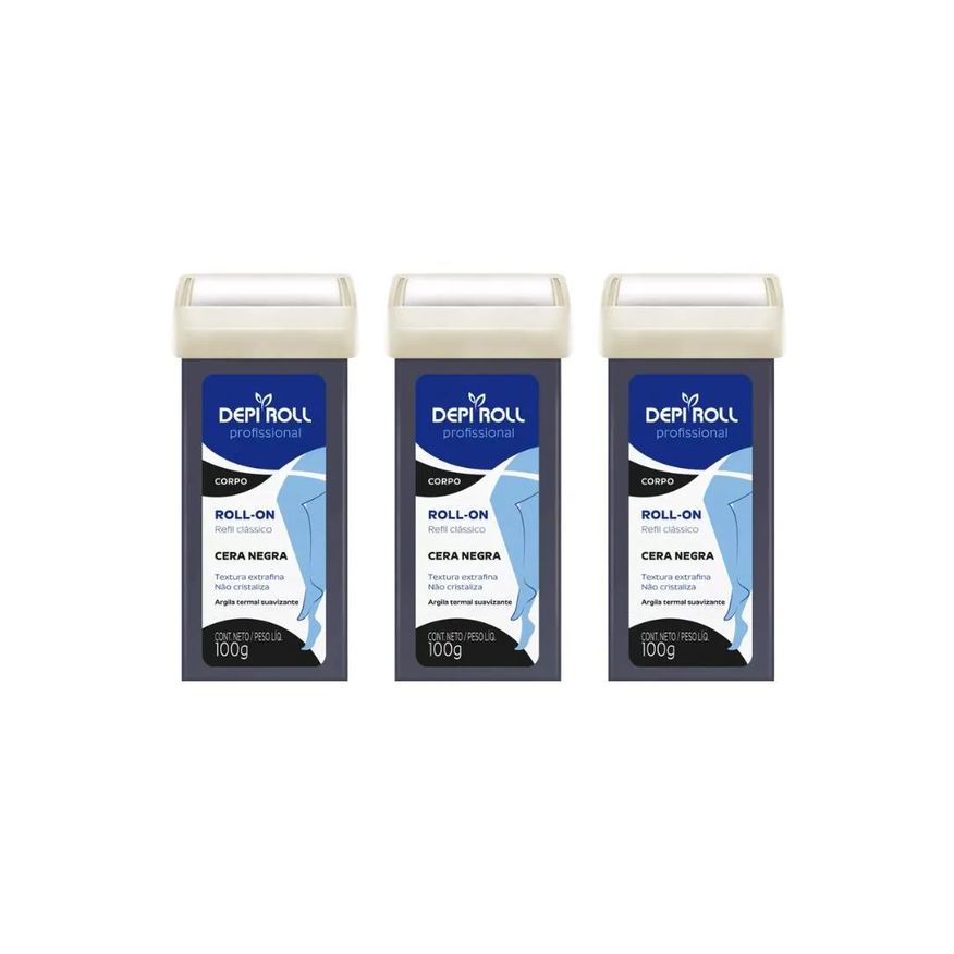 Depiroll Depilatorio Roll-On 100g Negra - Kit C/ 3Un