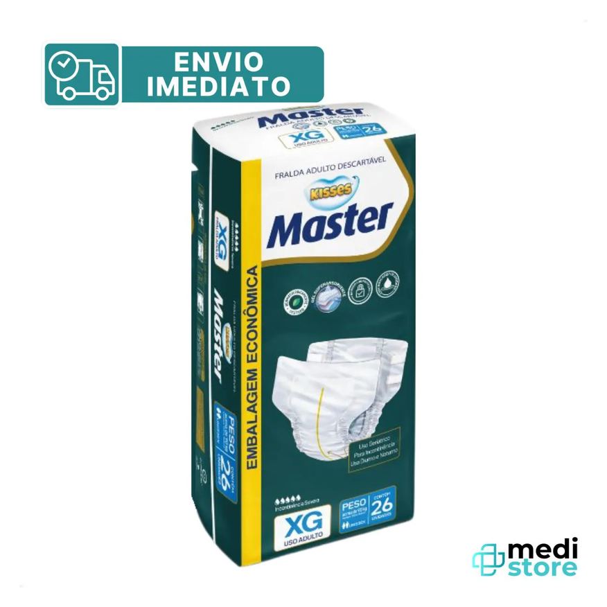 Bigfral Fralda Geriatrica Kisses Master Tamanho G Descartavel 28 Und