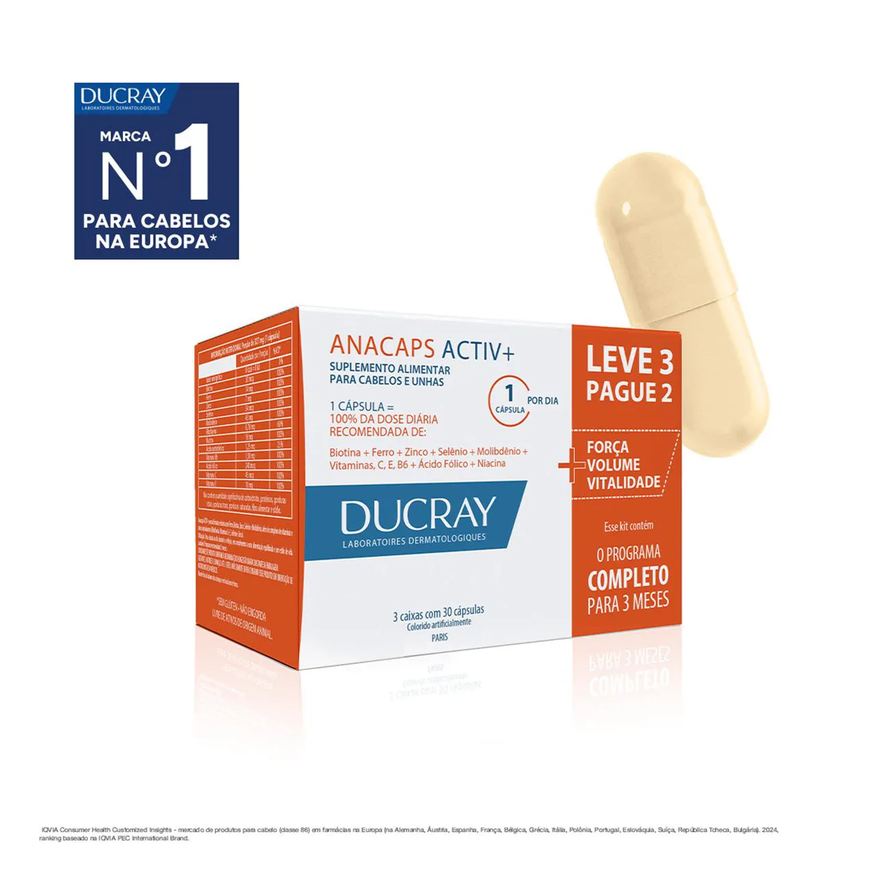Anacaps Polivitamínico Activ+ Cabelos e Unhas 90 cápsulas