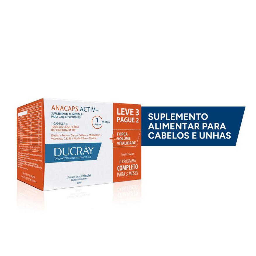 Anacaps Polivitamínico Activ+ Cabelos e Unhas 90 cápsulas