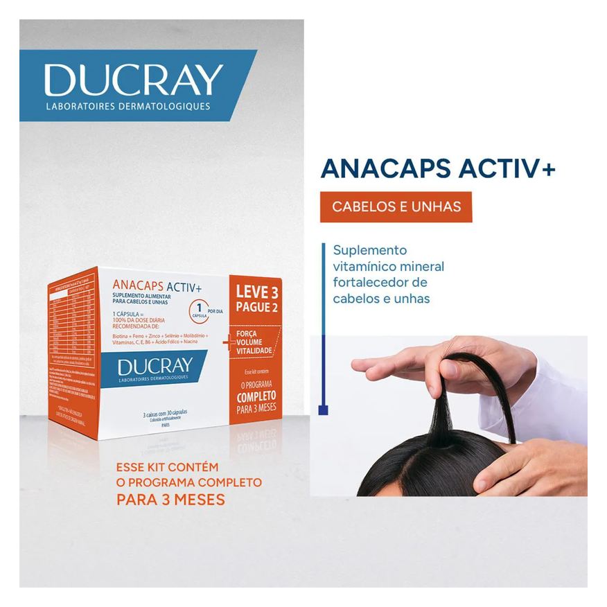 Anacaps Polivitamínico Activ+ Cabelos e Unhas 90 cápsulas