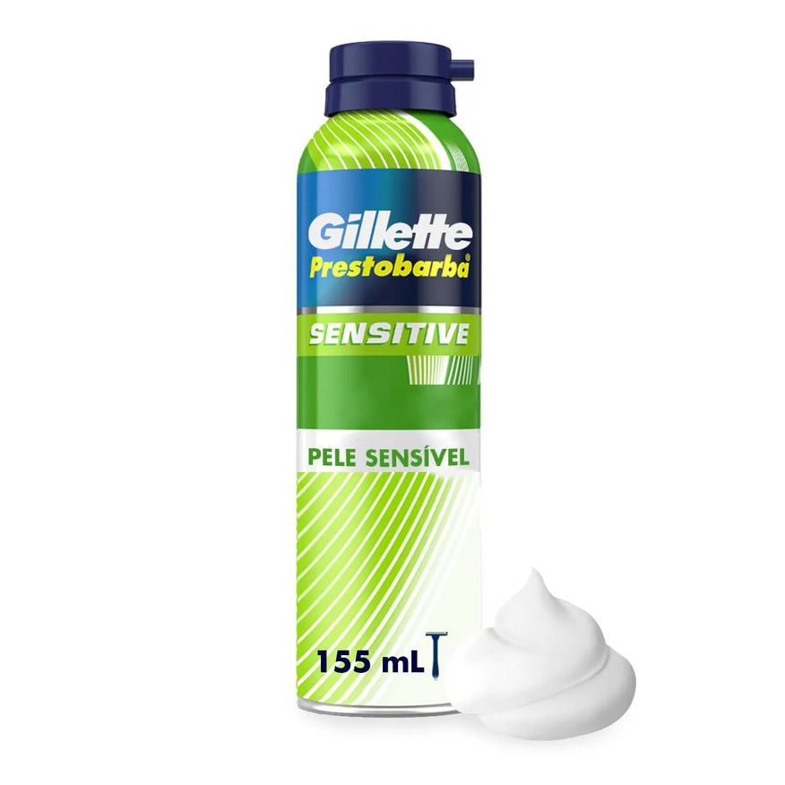 Prestobarba Espuma de Barbear Gillette Sensitive Pele Sensível com 150g
