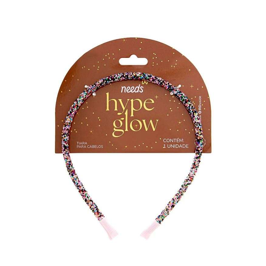 Needs Tiara para Cabelo Hype Glow com Glitter Furtacor Flexível 1 unidade