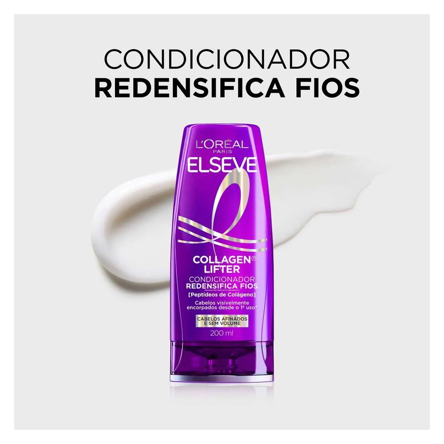 Elseve Condicionador Redensifica Fios Colágeno Lifter Redensificação e Maciez com Peptídeos de Colágeno 200ml