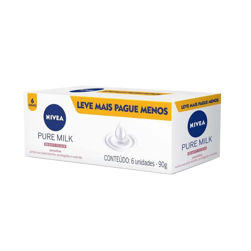 Nivea Sabonete em Barra Pure Milk Sensitive 6 uni 90g