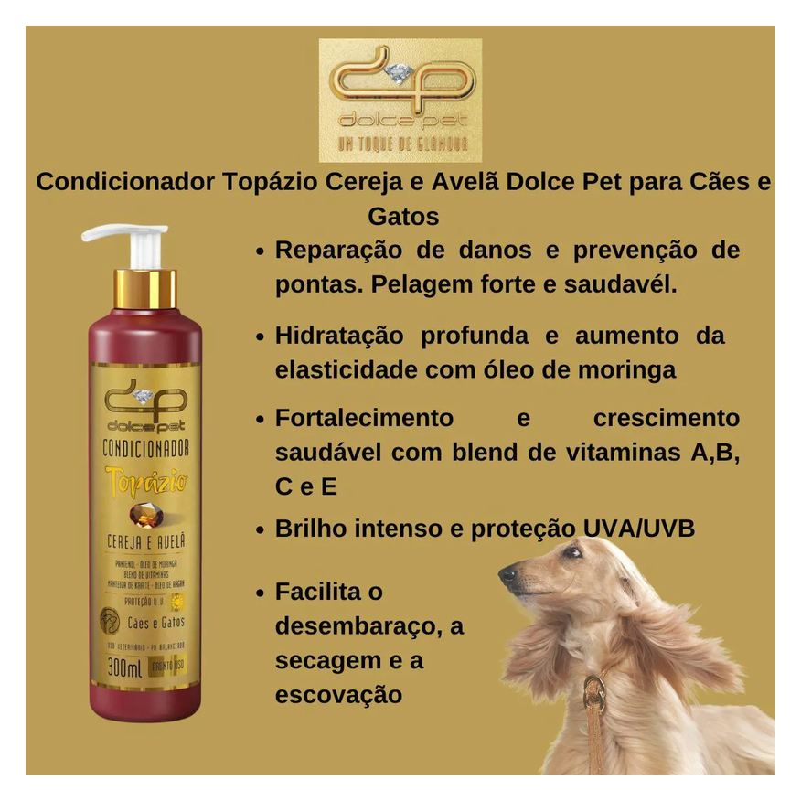 Topázio Condicionador Cereja e Avelã Dolce Pet para Cães e Gatos - 500ml
