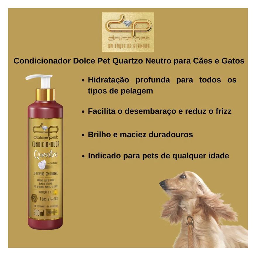 Dolce Kit Pet Shampoo Clareador Tonalizante + Condicionador Neutro para Cães e Gatos 300ml