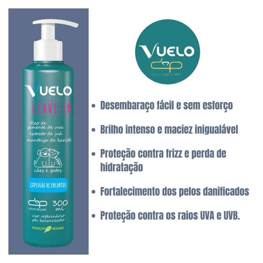 Vuelo Kit Shampoo Liso +Leave-In Explosão de Encantos para Cães e Gatos