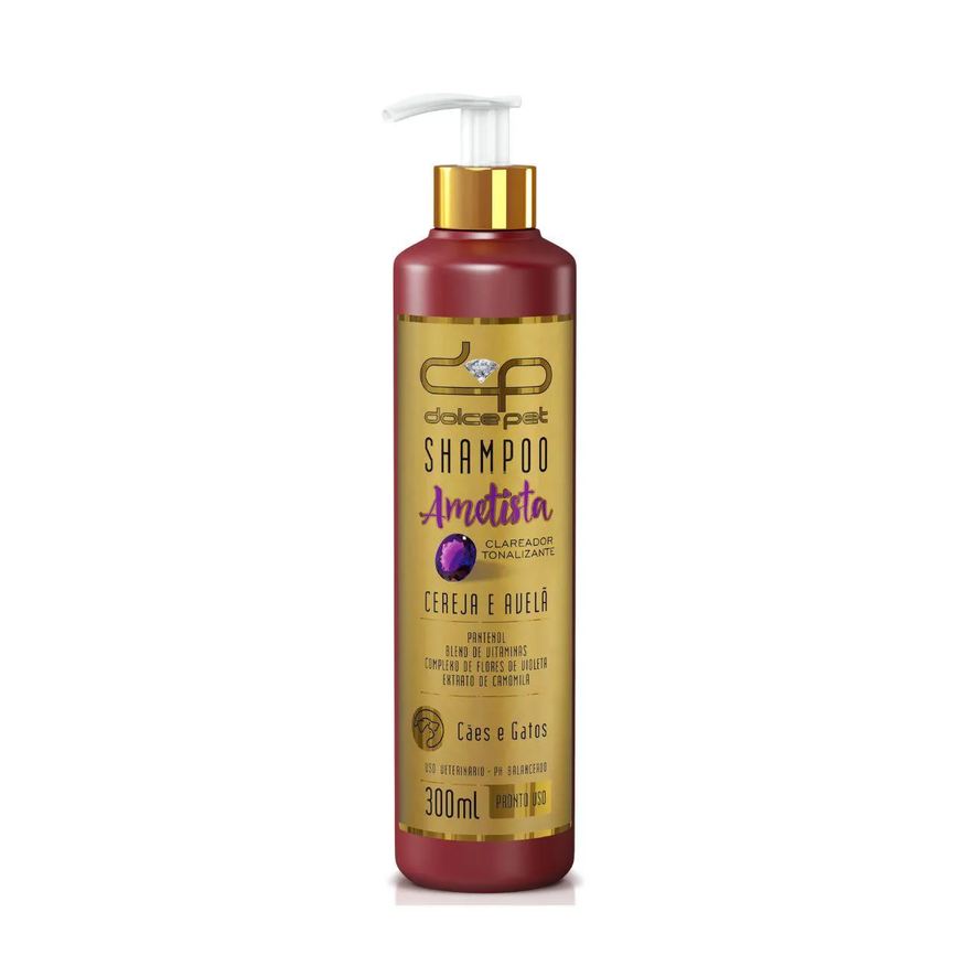 Clareador Shampoo Tonalizante Cereja e Avelã Dolce Pet Cães e Gatos - 300ml