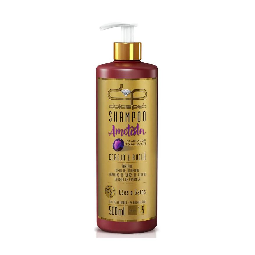 Clareador Shampoo Tonalizante Cereja e Avelã Dolce Pet Cães e Gatos - 500ml