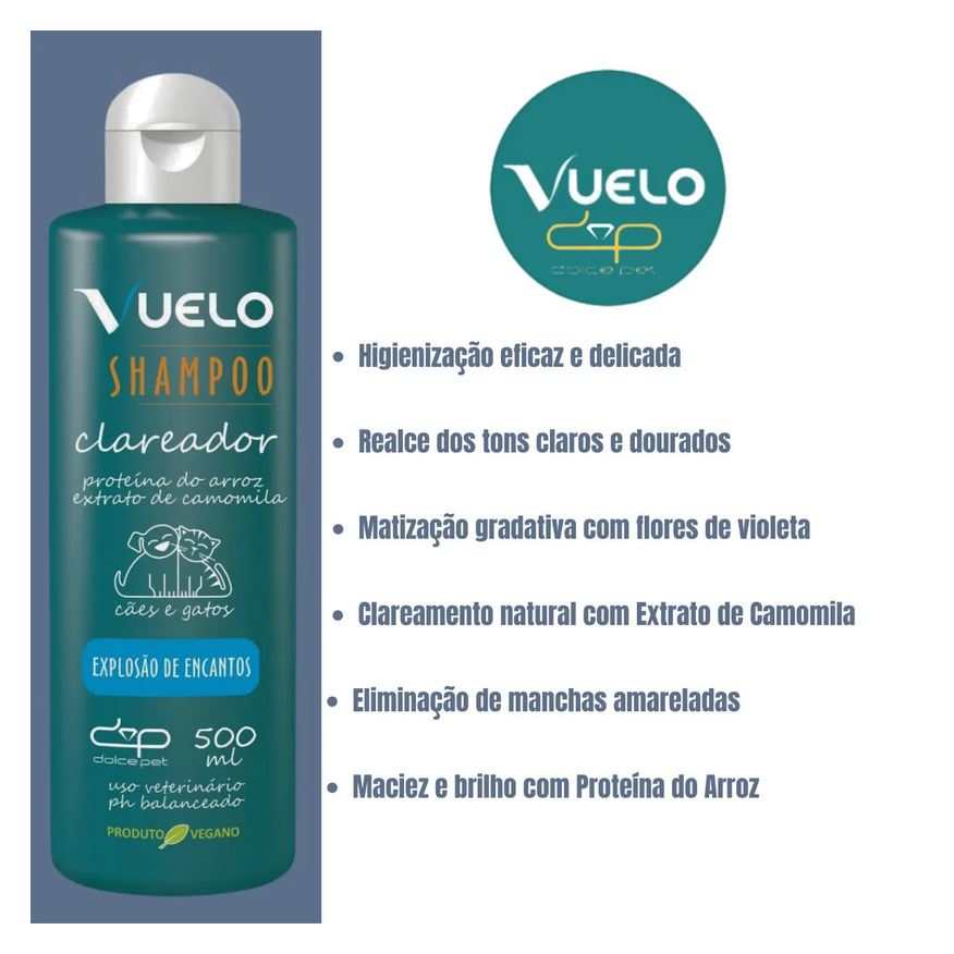 Clareador Shampoo Explosão de Encantos Vuelo Dolce Pet Cães e Gatos - 500ml