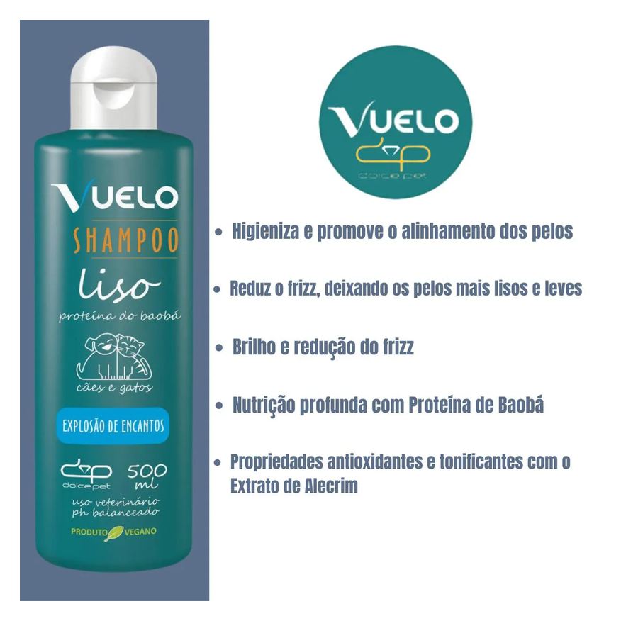 Vuelo Shampoo Liso Explosão de Encantos para Cães e Gatos 500ml