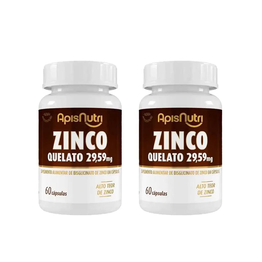 Apisnutri Kit 2 Zinco Quelato Suplemento 29mg - 60 Cápsulas