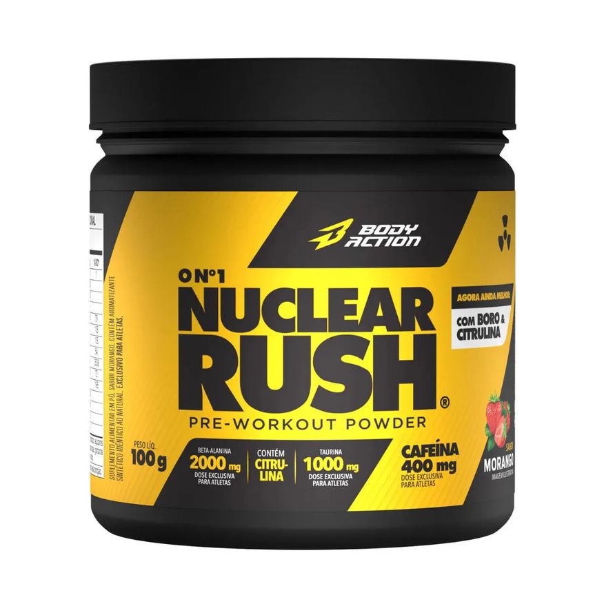 Body Action Pre Treino Nuclear Rush Cafeína Morango 100g