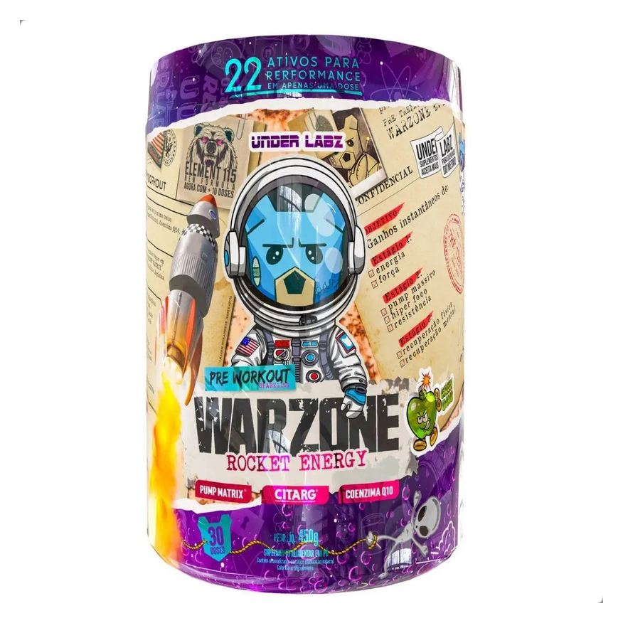 Under Labz Warzone Rocket Energy Pre Workout Pump Citarg 450g Green Bomb