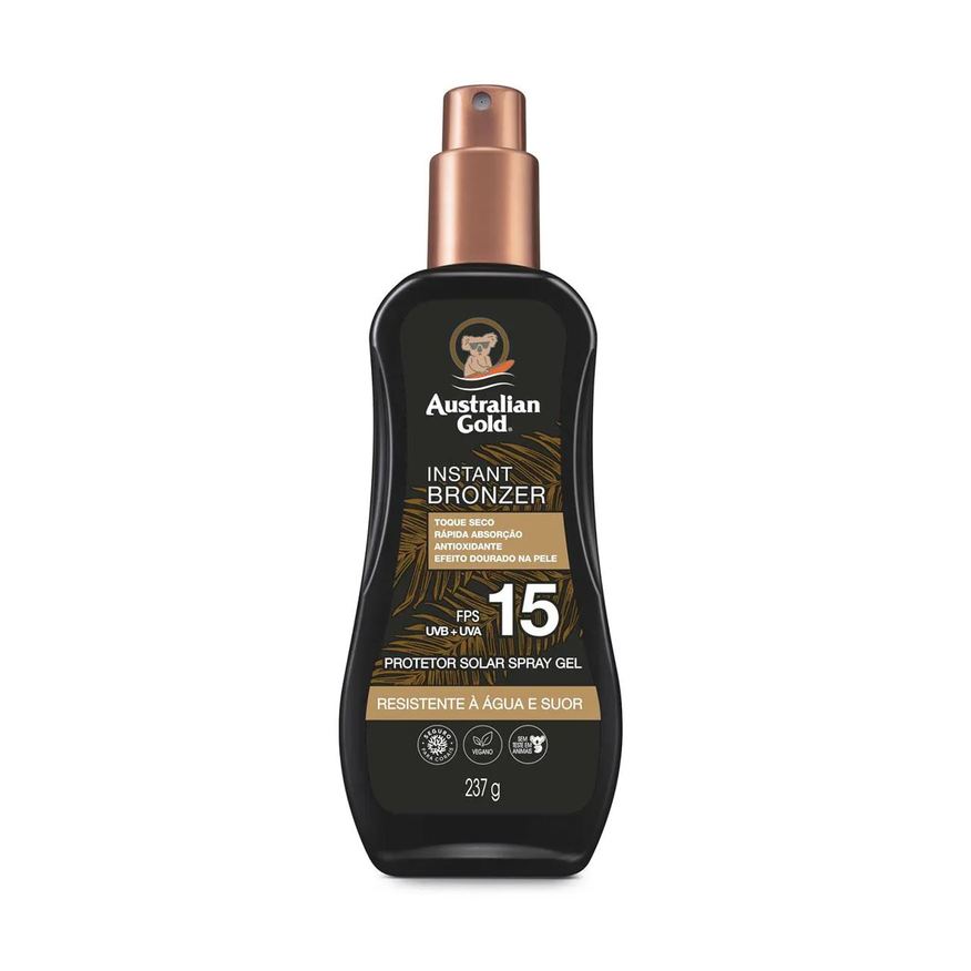 Australian Gold Bronzeador Instant Bronzer FPS 15 Corporal Spray Gel com 237ml