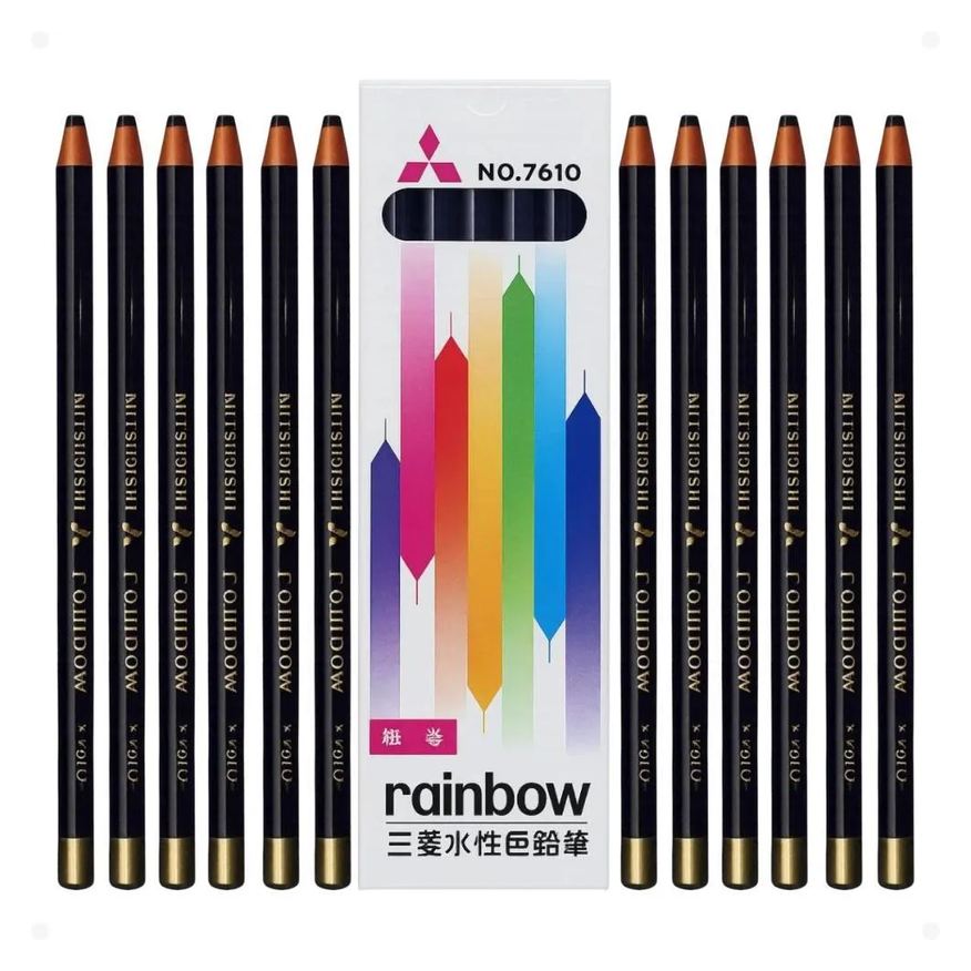 Mitsubishi Kit Rainbow: 12Lápis Dermatográfico Preto 7610-24