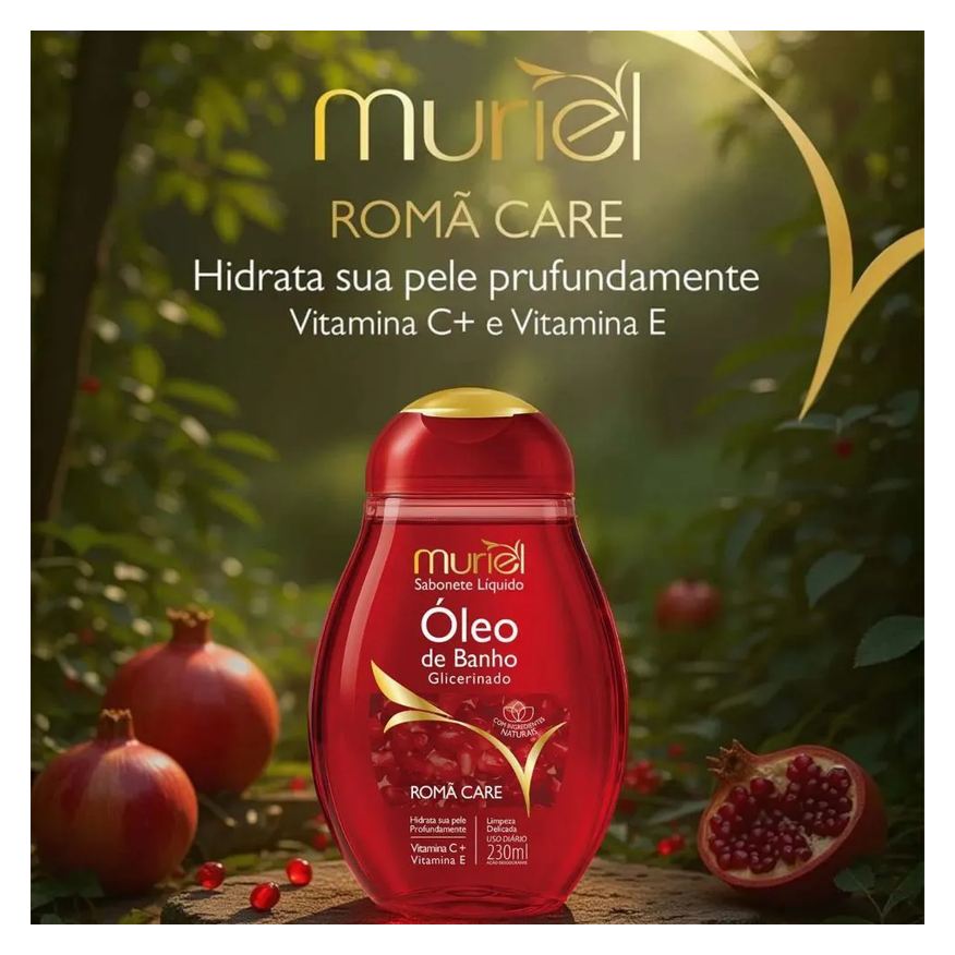 Líquido Sabonete Muriel Óleo de Banho Glicerinado Romã Care 230ml