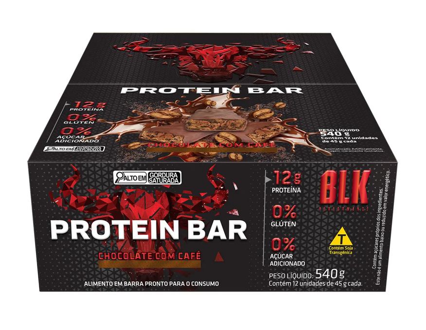 Blk Performance Protein Bar Blk - Barra de Proteína 12 Unidades # Original # Sabor Chocolate com Cafe