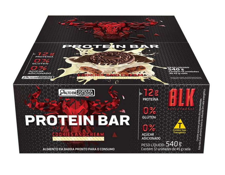 Blk Performance Protein Bar Blk - Barra de Proteína 12 Unidades # Original # Sabor Cookies And Cream