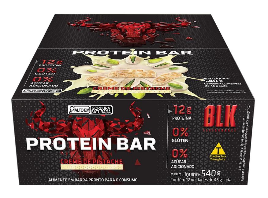 Blk Performance Protein Bar Blk - Barra de Proteína 12 Unidades # Original # Sabor Creme de Pistache