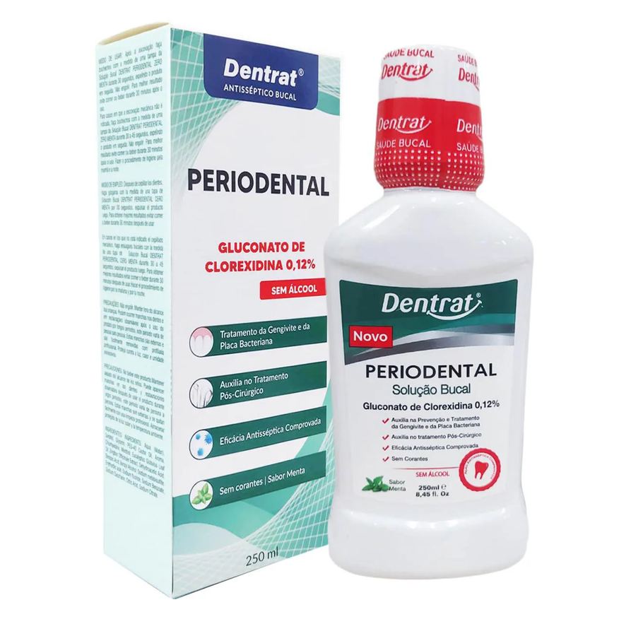 Dentrat Solução Enxaguante Bucal Periodental Menta 250ml SEM Álcool