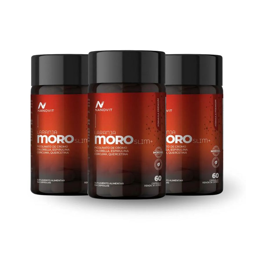 Nanovit Kit 3 Laranja Moro Slim, Cromo, Spirulina, Curcumina, Chlorella, Quercetina e Própolis - 60 Cápsulas