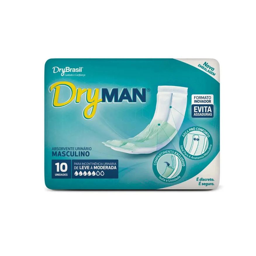 Dry Absorvente Masculino Man Pacote com 10 Unidades Kit com 2 Pacotes