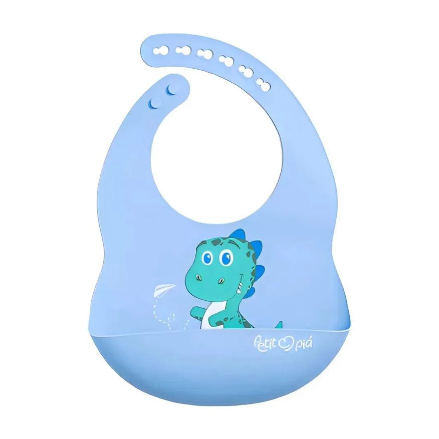 Petit Piá Babador Silicone Cata Migalhas Dinossauro Petit Pia
