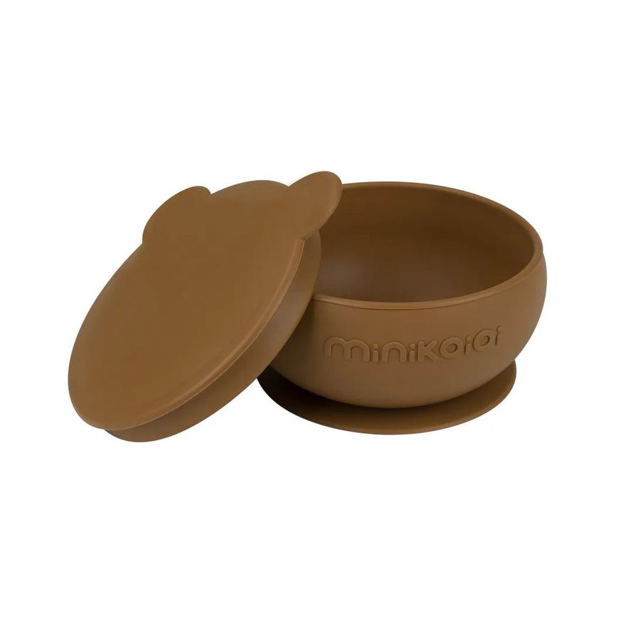 Minikoioi Tigela Urso de Silicone Bowly 450ml Woody Brown