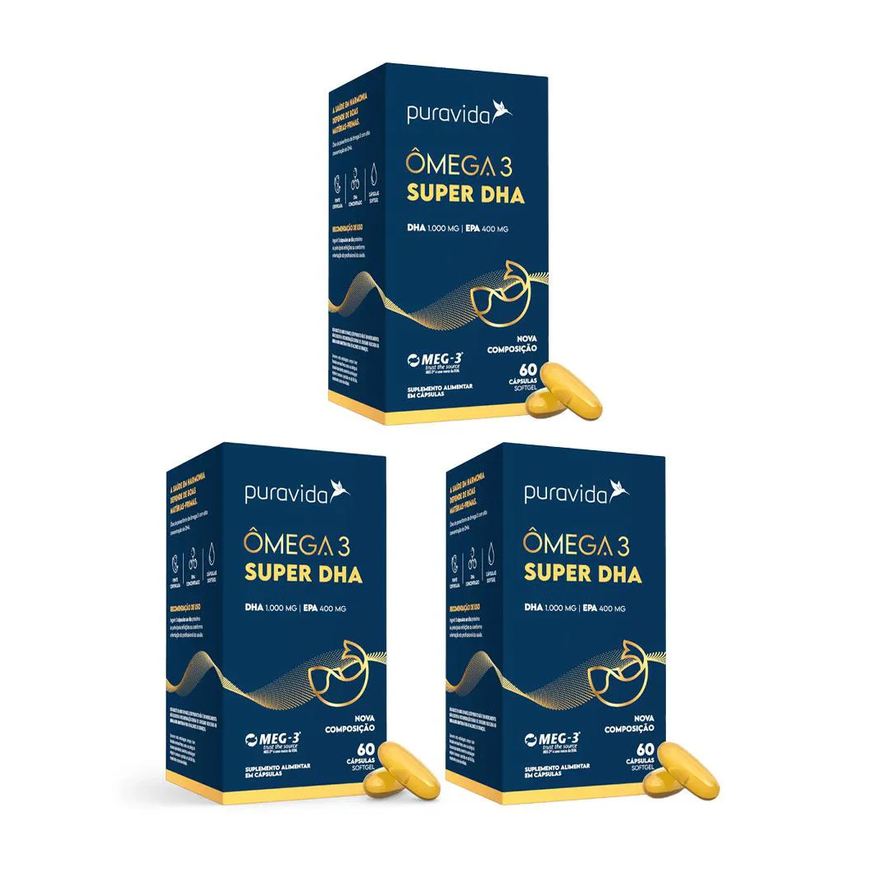 Puravida Omega 3 Super Dha Epa Big Kit 3 - 120 Cápsulas