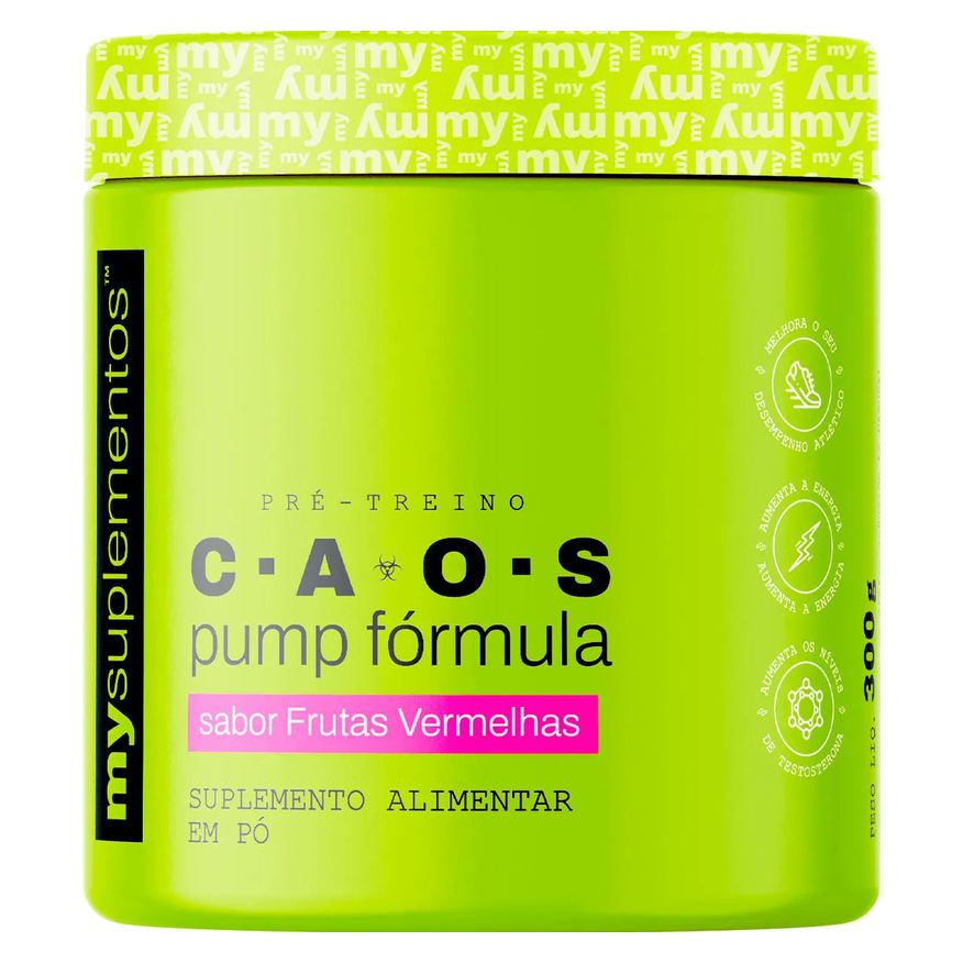 Bodybuilders Pré-Treino C.a.o.s 300g | Pump Fórmula | 400mg de Cafeína - My Suplementos Frutas Vermelhas