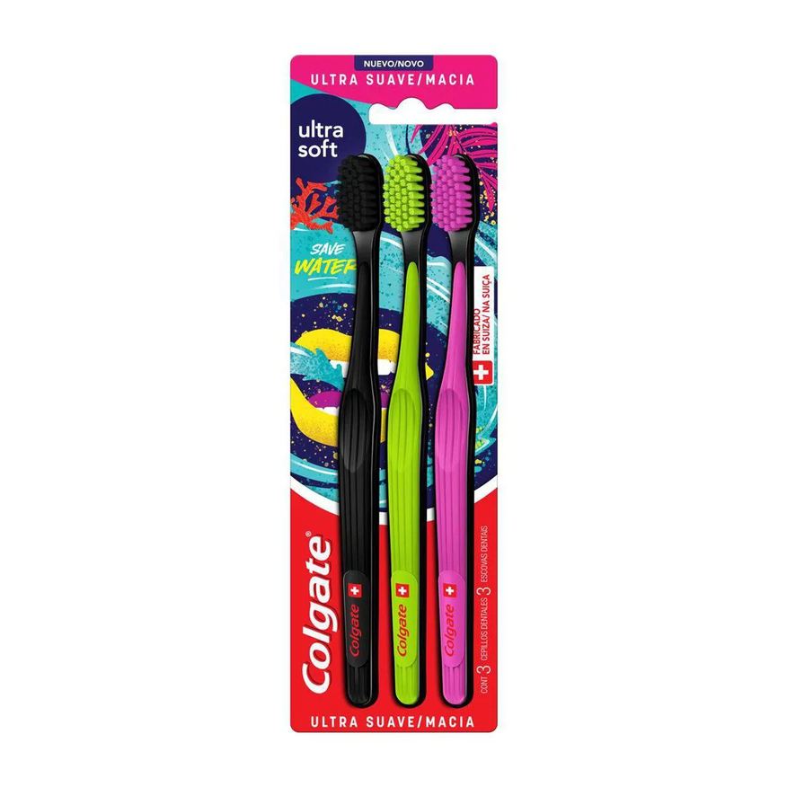 Colgate Escova de Dente Ultra Soft Ultra Macia com 3 unidades