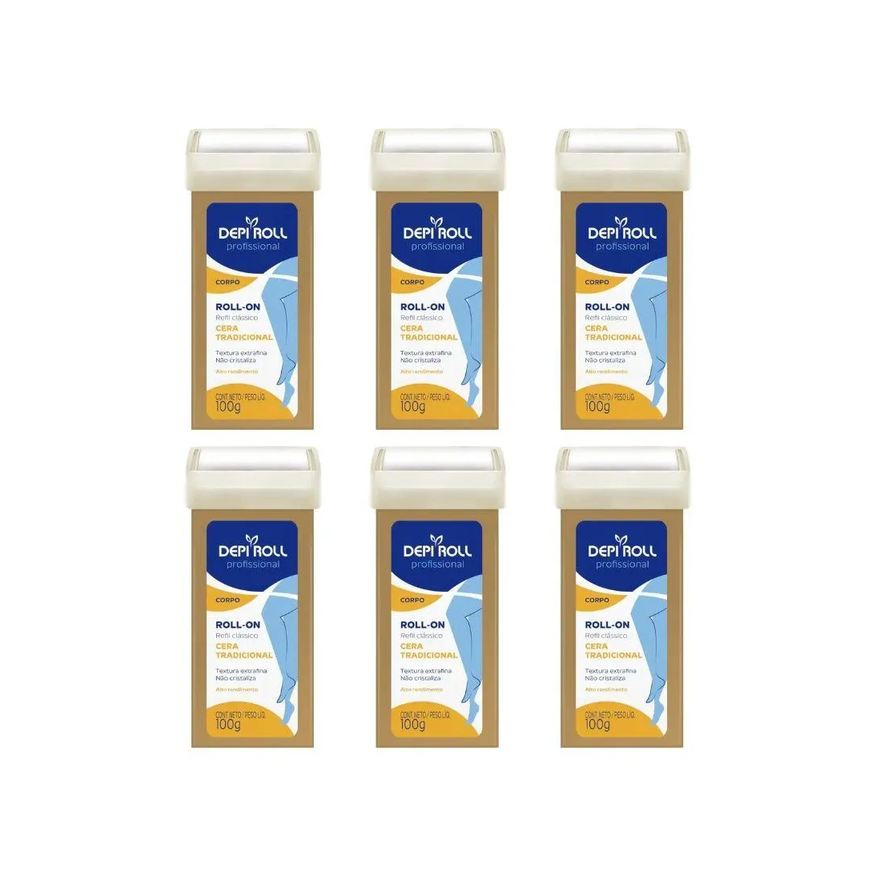 Depiroll Depilatorio Roll-On 100g Tradicional - Kit C/ 6Un