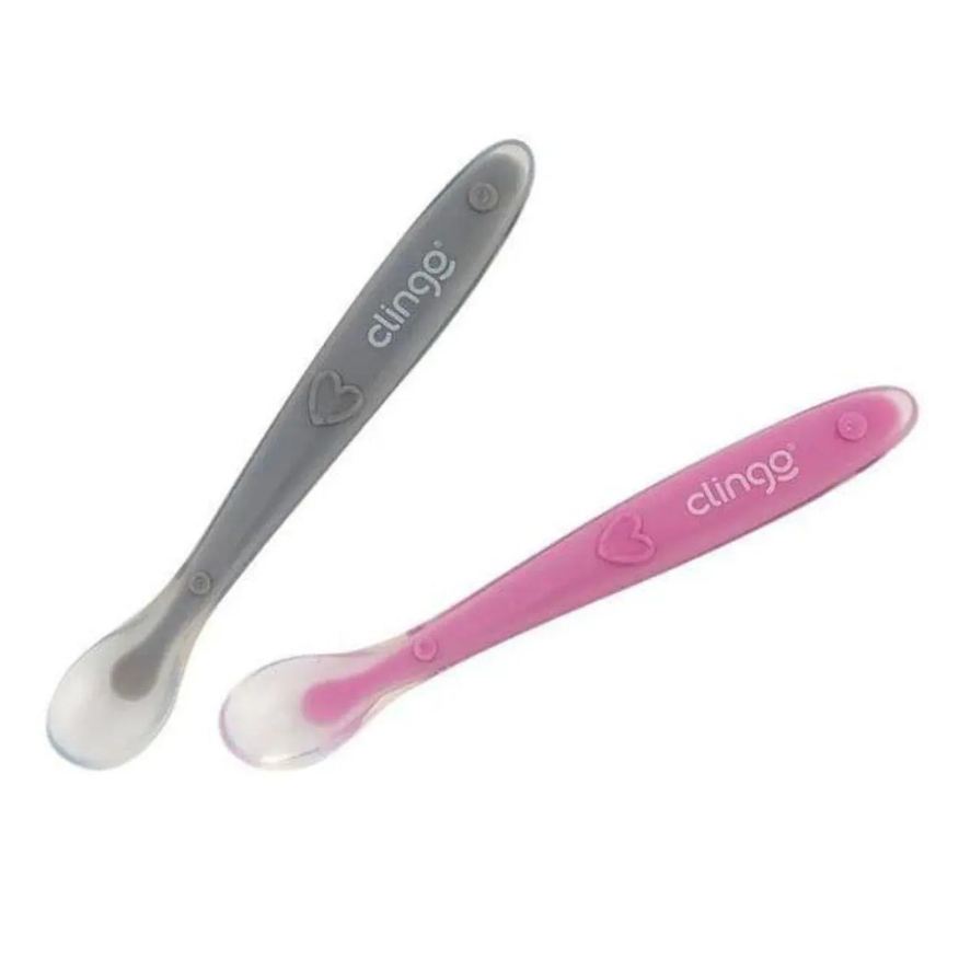 Clingo Colheres Silicone Premium Colors Rosa - 2Un - 6M