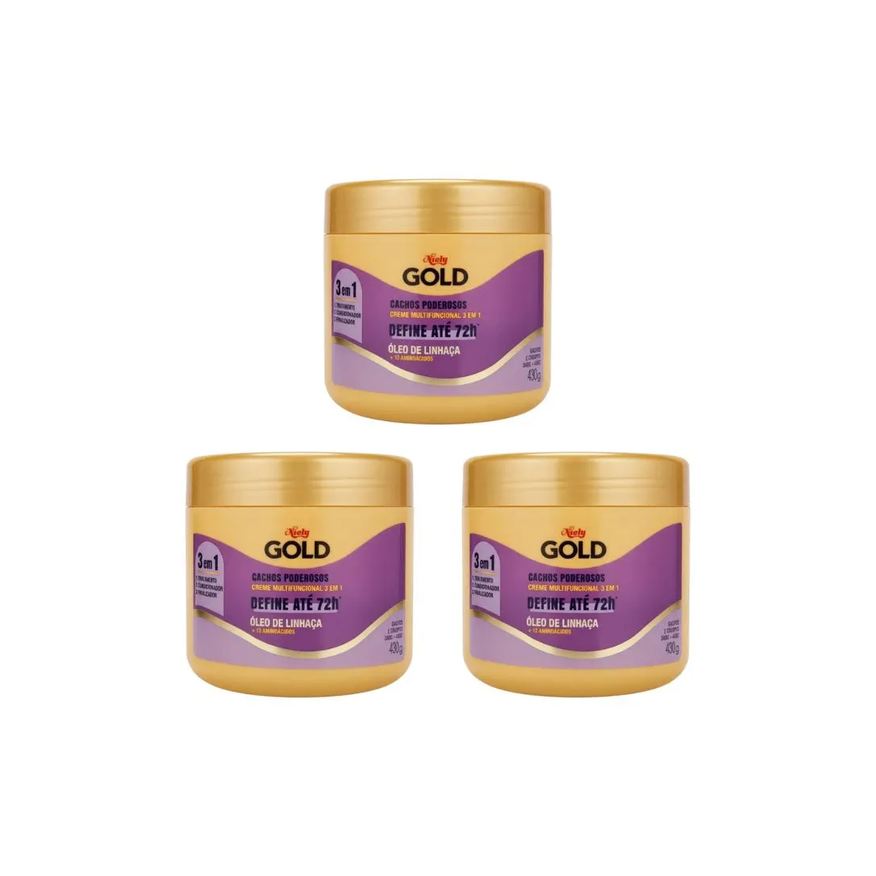 Niely Creme de Tratamento Gold 430g Cachos Poderosos - 3Un