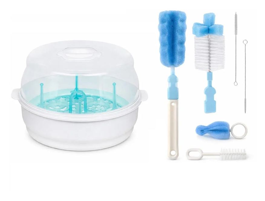 Buba Esterilizador + Escova de Mamadeiras e Canudo Azul