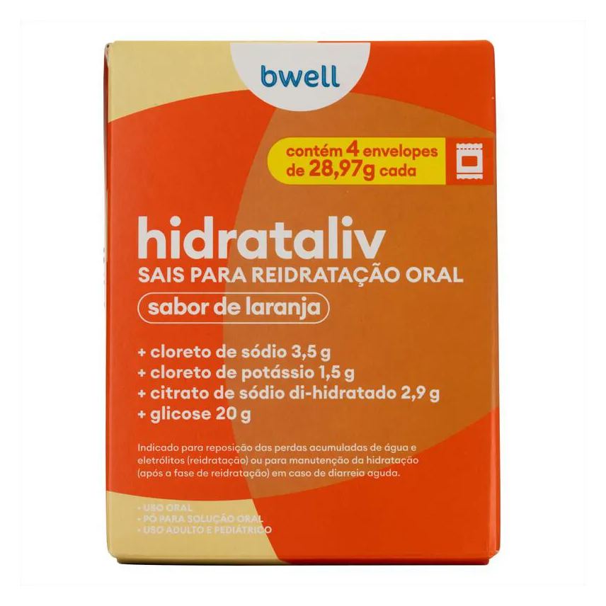 para Sais Reidratação bwell Hidrataliv Laranja 4 envelopes