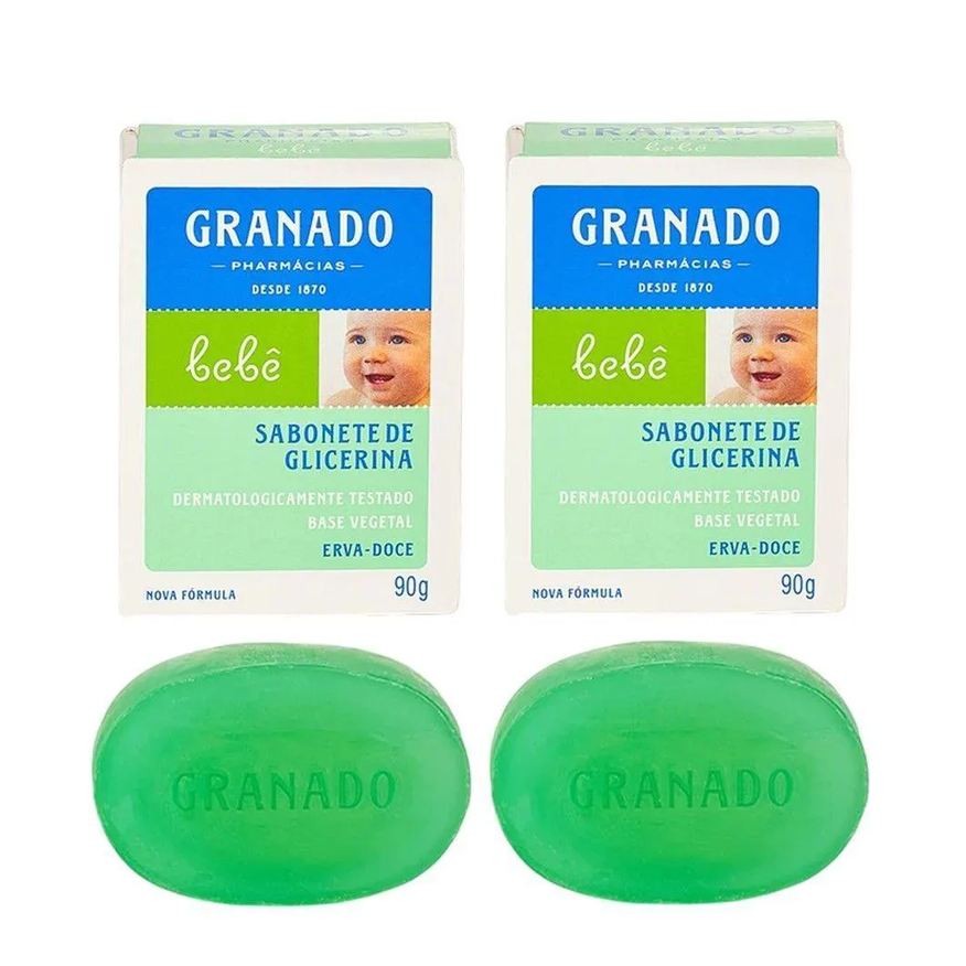 Granado Kit 2 Sabonete em Barra para Bebê 90g Glicerina Erva Doce Natural