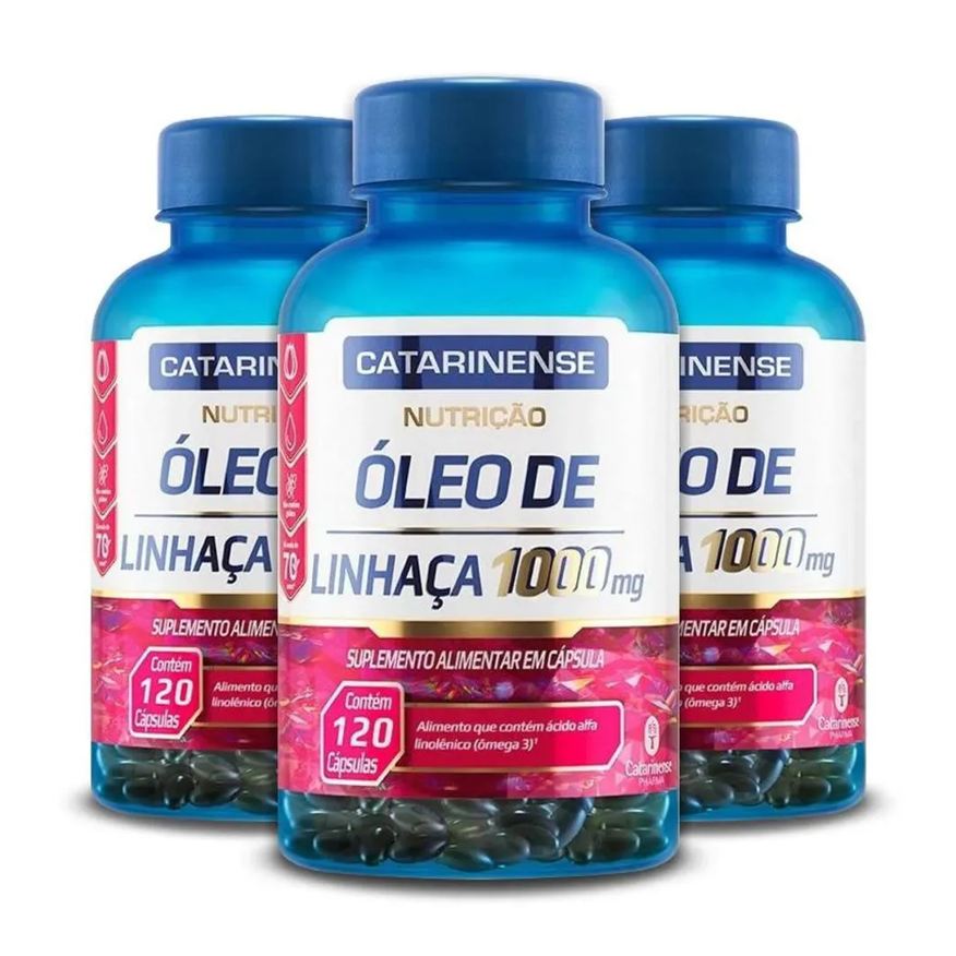 Catarinense Kit 3 Óleo de Linhaça 1000mg 120 Cápsulas