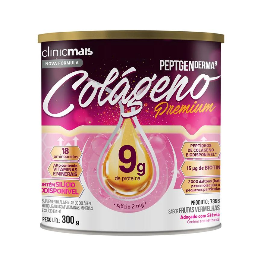 Clinic Mais Colágeno Peptgenderma Clinicmais 300g Frutas Vermelhas