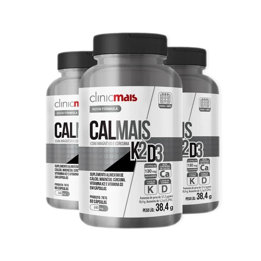 Clinic Mais Kit 3 Calmais K2D3 Clinicmais 60 Cápsulas