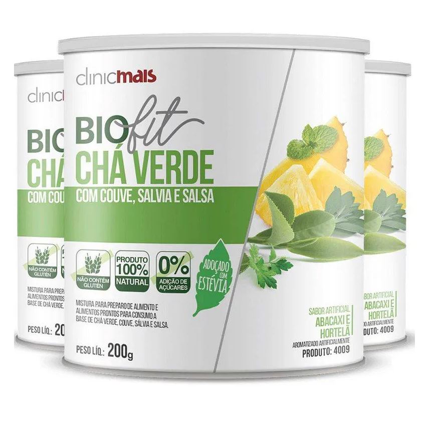 Clinic Mais Kit 3 Biofit Sabor Abacaxi e Hortelã Clinicmais 200g