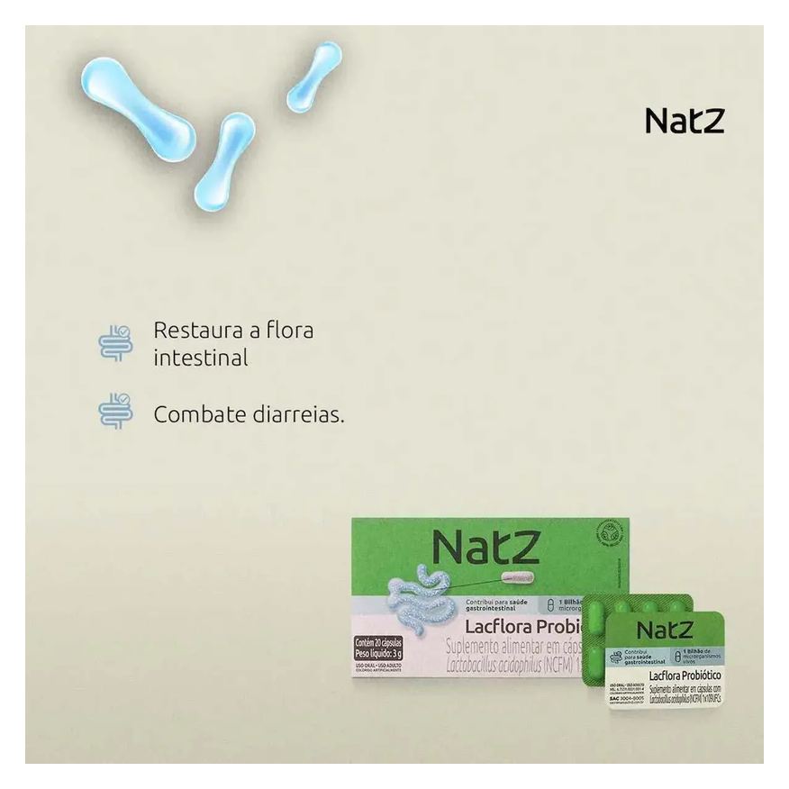 Lactobacillus Probiótico Acidophilus Natz 20 cápsulas