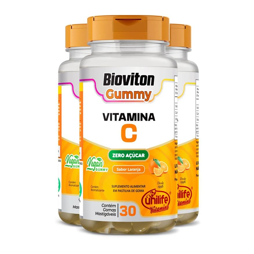 Unilife Kit 3 Gummy Vitamina C Laranja 30 Gomas
