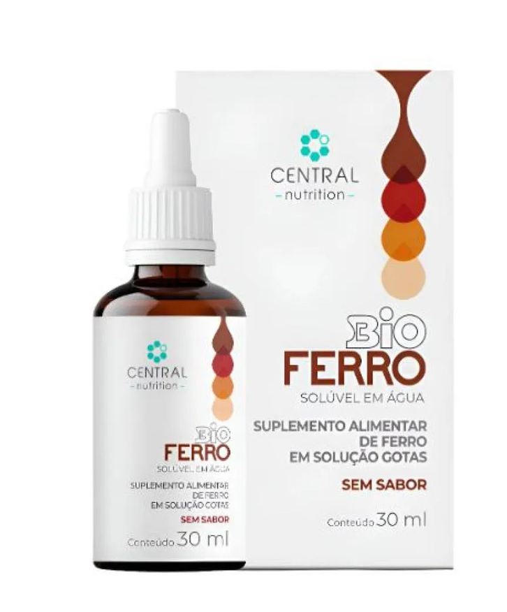 Central Nutrition Bio Ferro Gotas 30ml Bisclicinato Ferroso sem Sabor