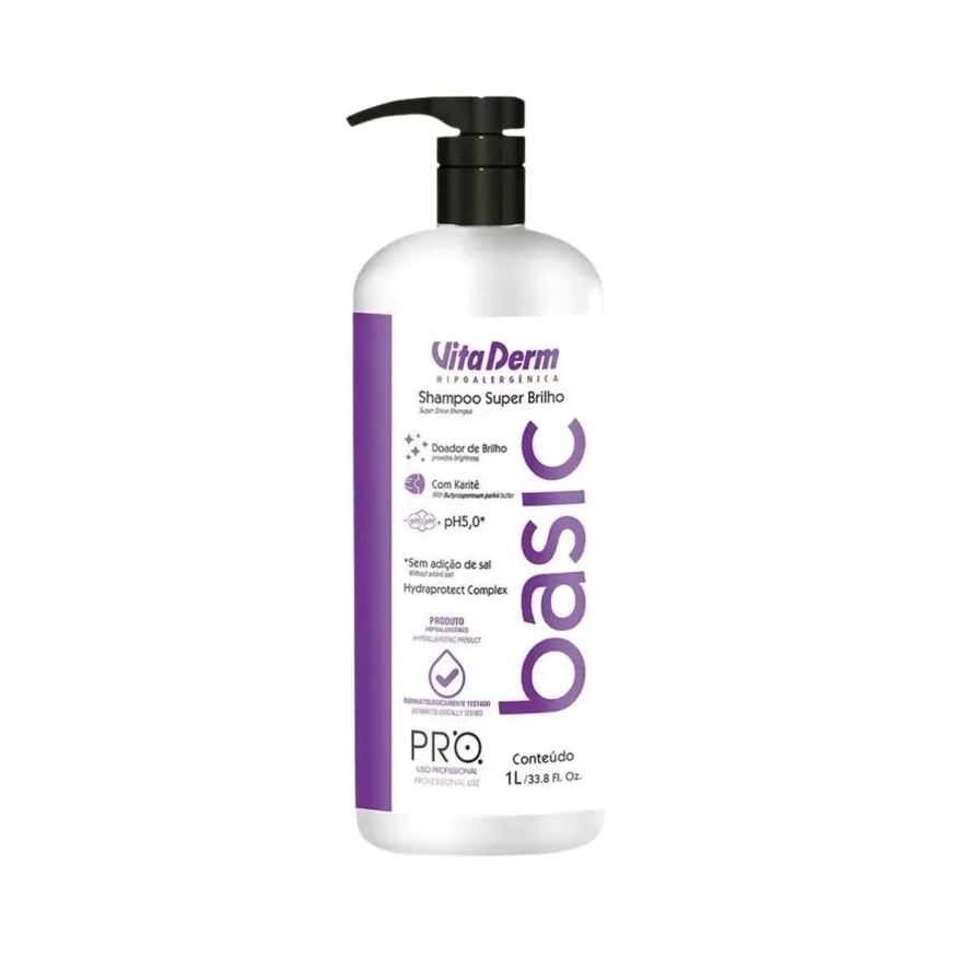 Vita Derm Shampoo Basic Pro Super Brilho 1 Litro
